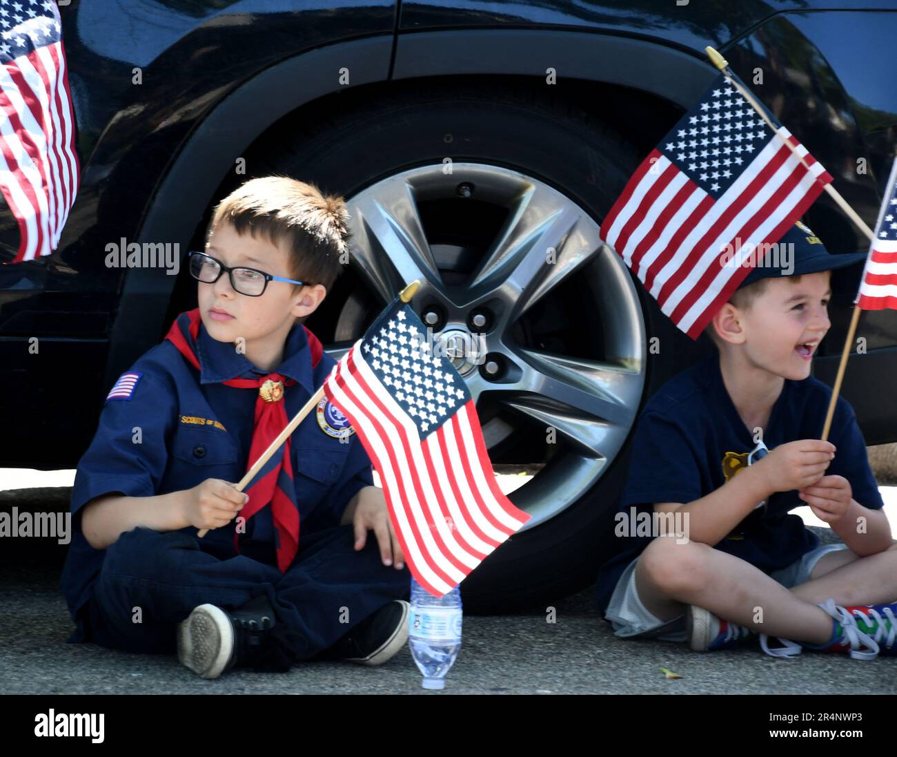 Racine, Wisconsin, USA. 29th May, 2023. Cub Scouts wait to march in the