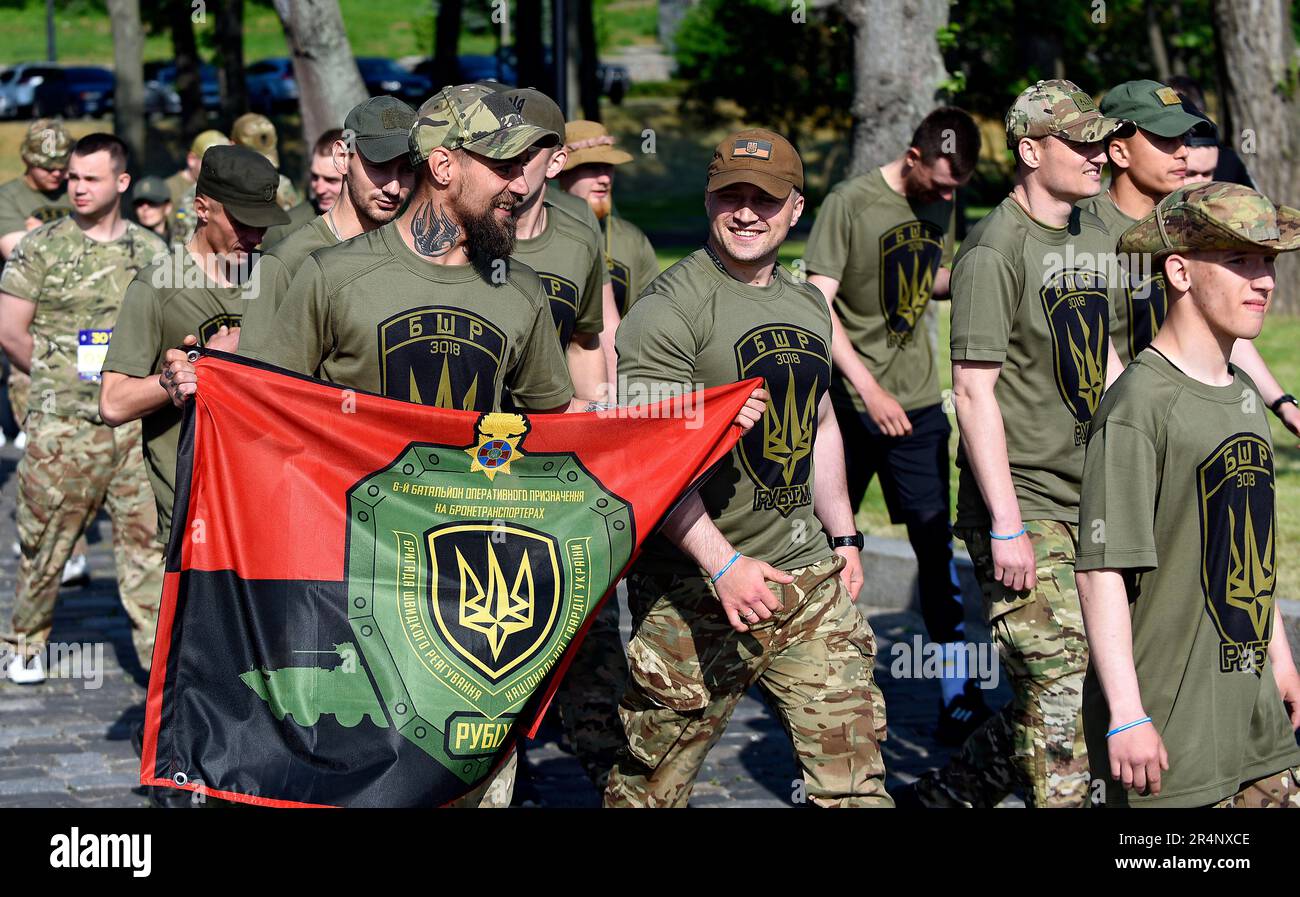 KYIV, UKRAINE - MAY 28, 2023 - Servicemen are pictured during the 30th ...