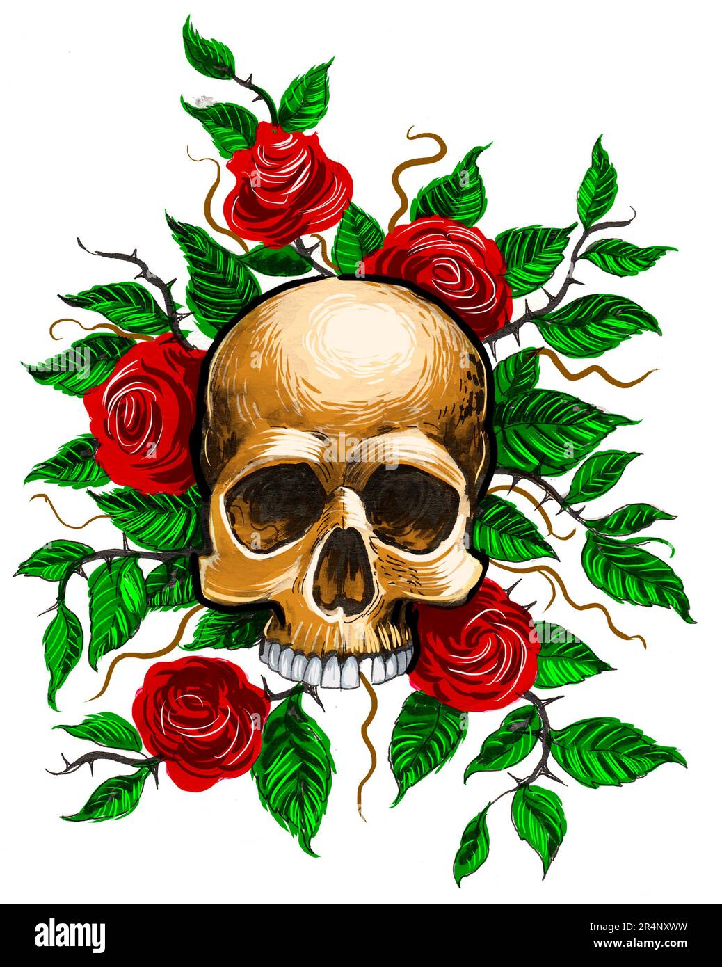 Skull roses on head Cut Out Stock Images & Pictures - Alamy