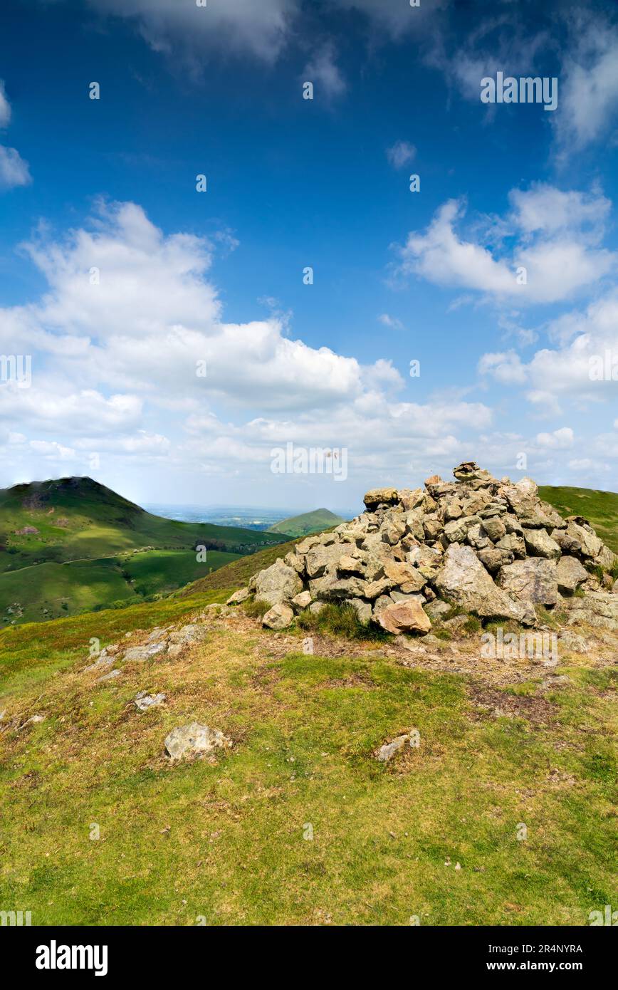 A portrait view of Caer Caradoc and The Lawley Hills in the Shropshire