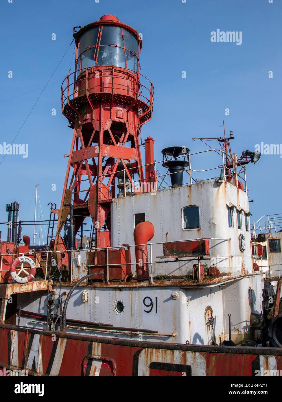 Swansea, Wales, UK. May 22nd, 2023: Close-up of the Helwick (Lightship 91) in the Swansea docks. Stock Photo