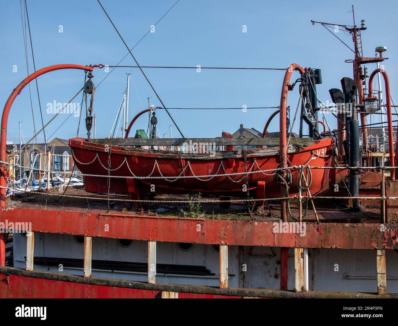 Swansea, Wales, UK. May 23rd, 2023: Close-up of the Helwick (Lightship 91) in the Swansea docks. Stock Photo