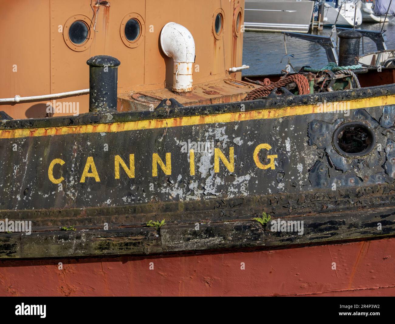 Swansea, Wales, UK. May 23rd, 2023: Close-up of the Canning in the Swansea docks. Stock Photo