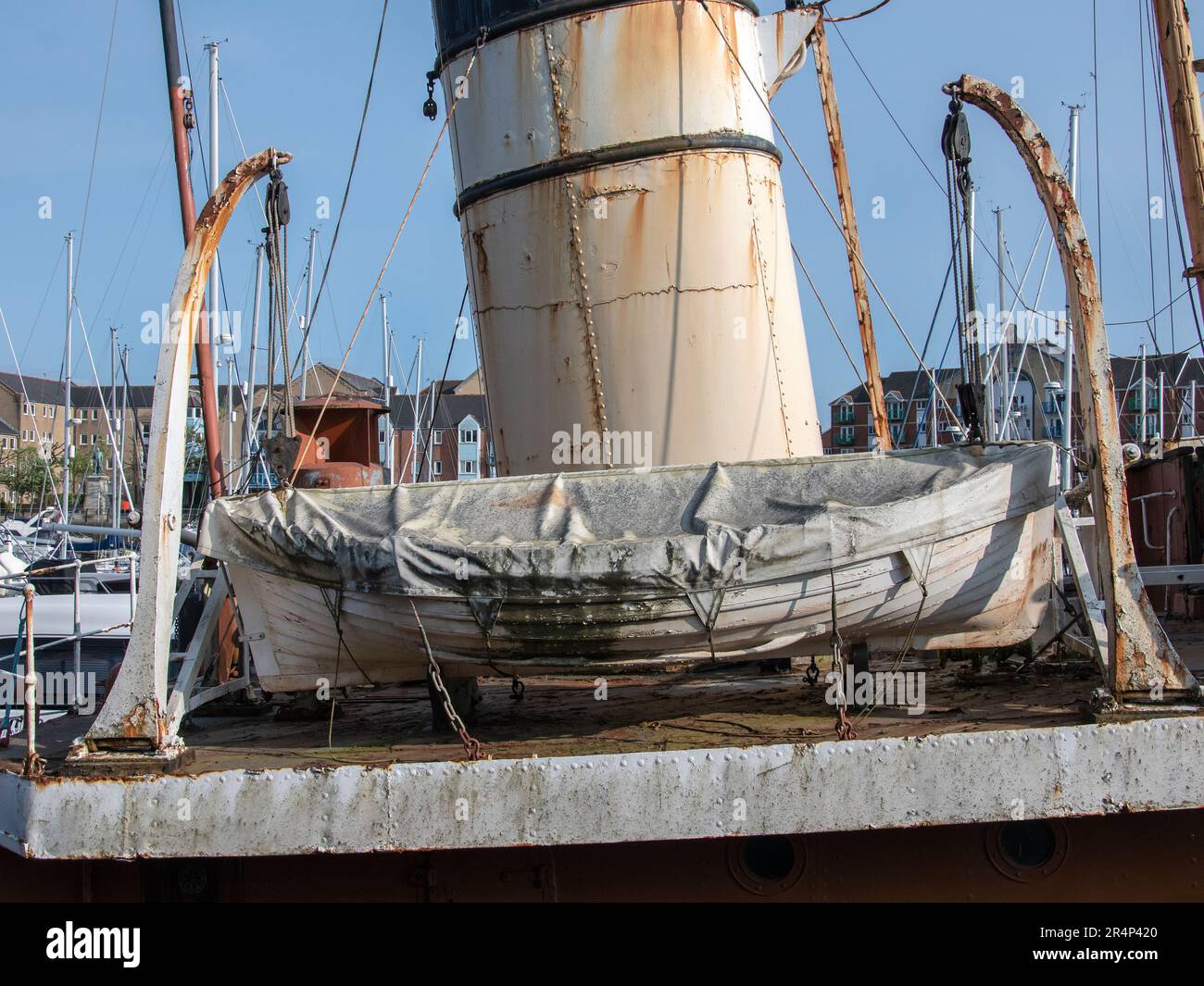 Swansea, Wales, UK. May 23rd, 2023: Close-up of the Canning in the Swansea docks. Stock Photo
