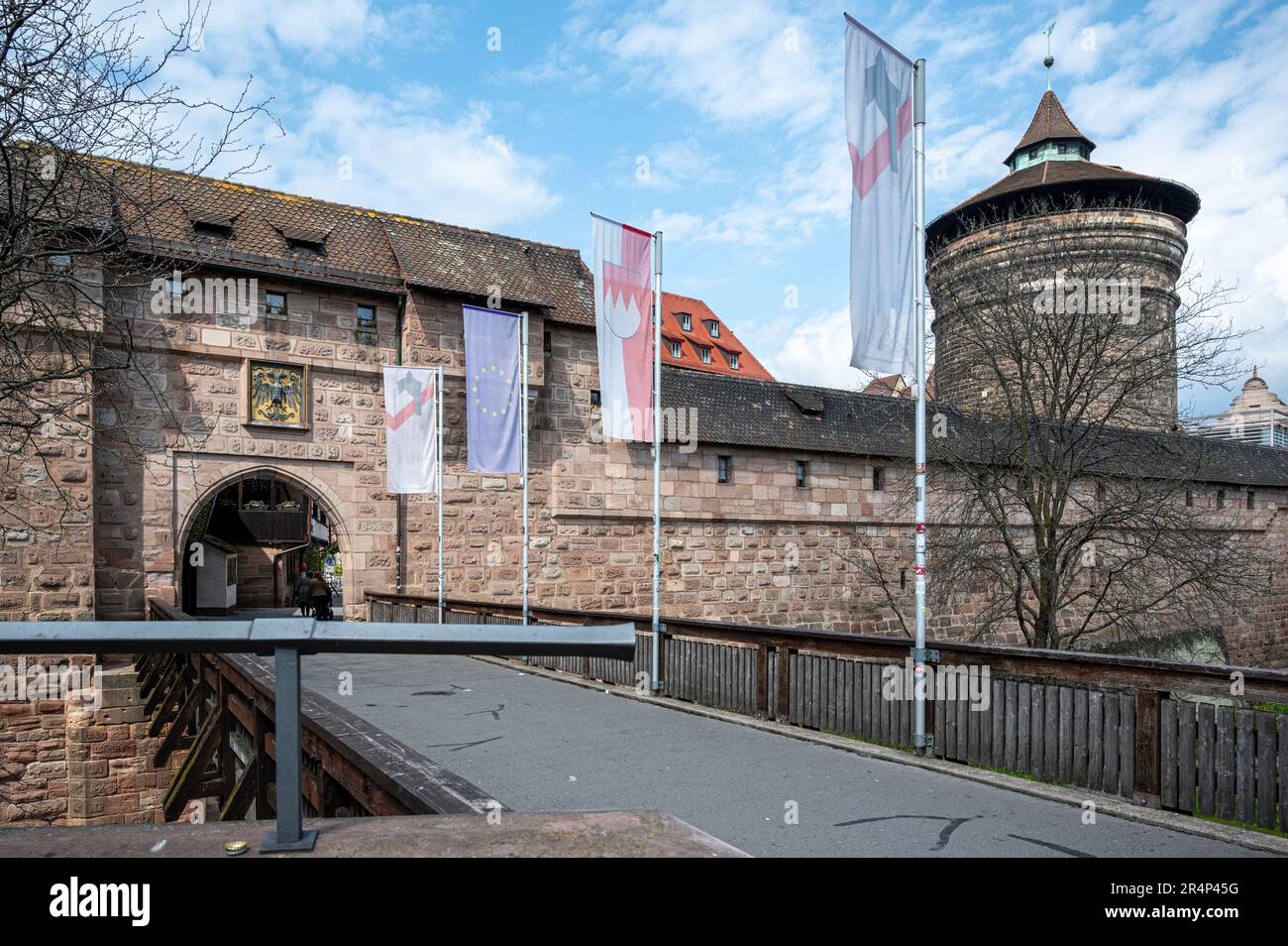 Nuremberg old town city wall and women's Gate Tower in Nuremberg, Germany Stock Photo