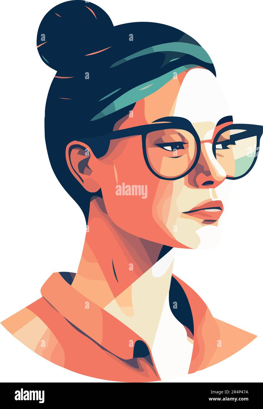 Smiling fashion model wearing glasses Stock Vector