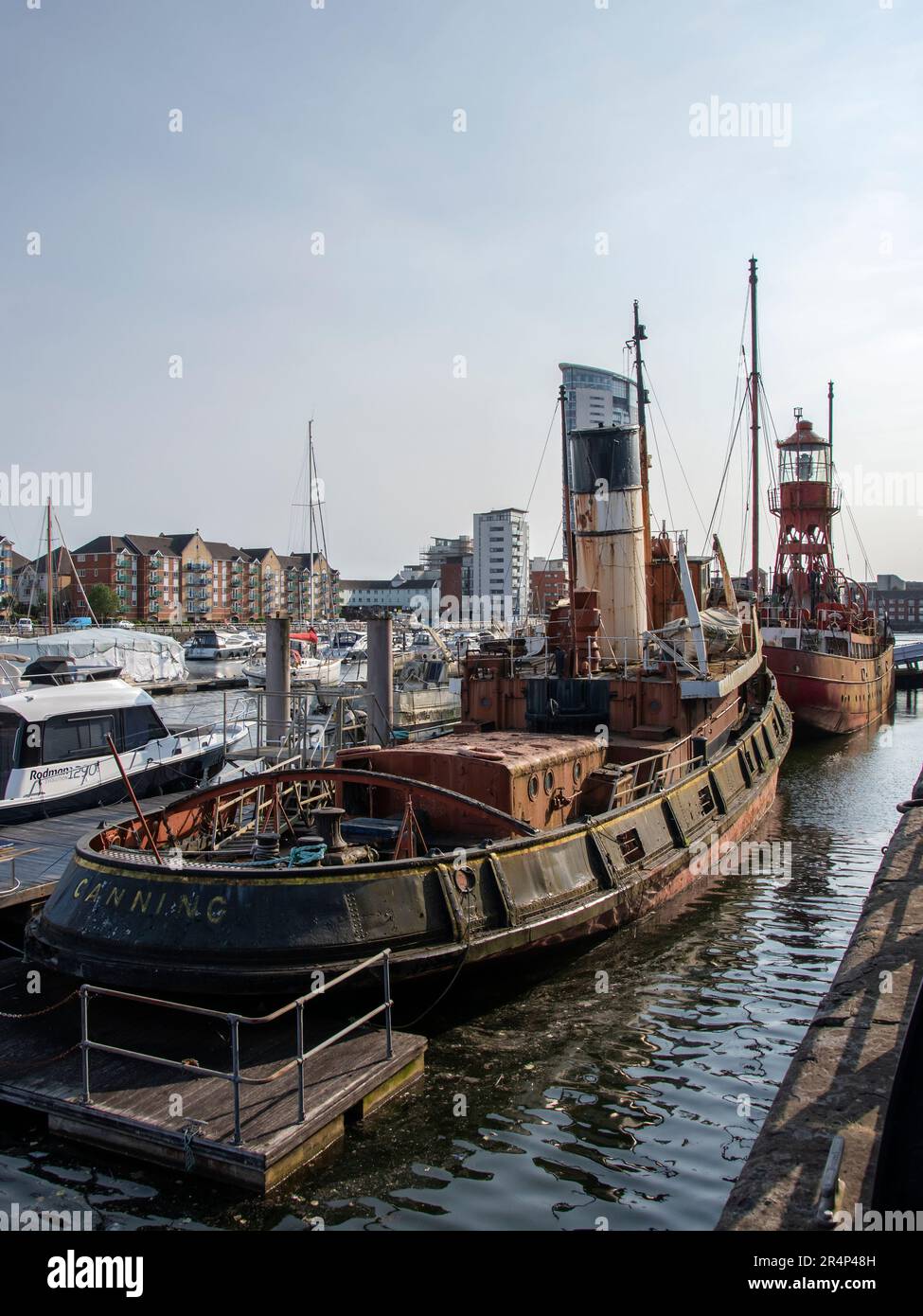 Swansea, Wales, UK. May 23rd, 2023: Close-up of the Canning in the Swansea docks. Stock Photo