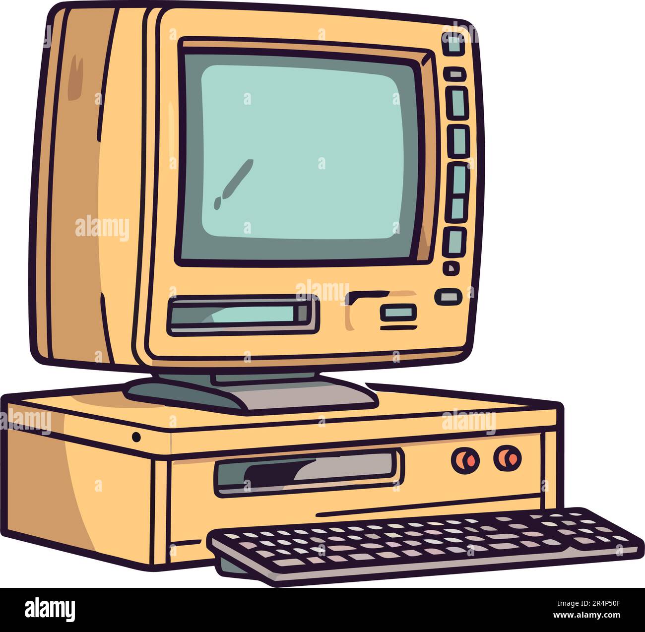Obsolete Desktop PC Keyboard And Monitor Isolated Stock Vector Image Obsolete desktop pc keyboard and monitor isolated stock vector image