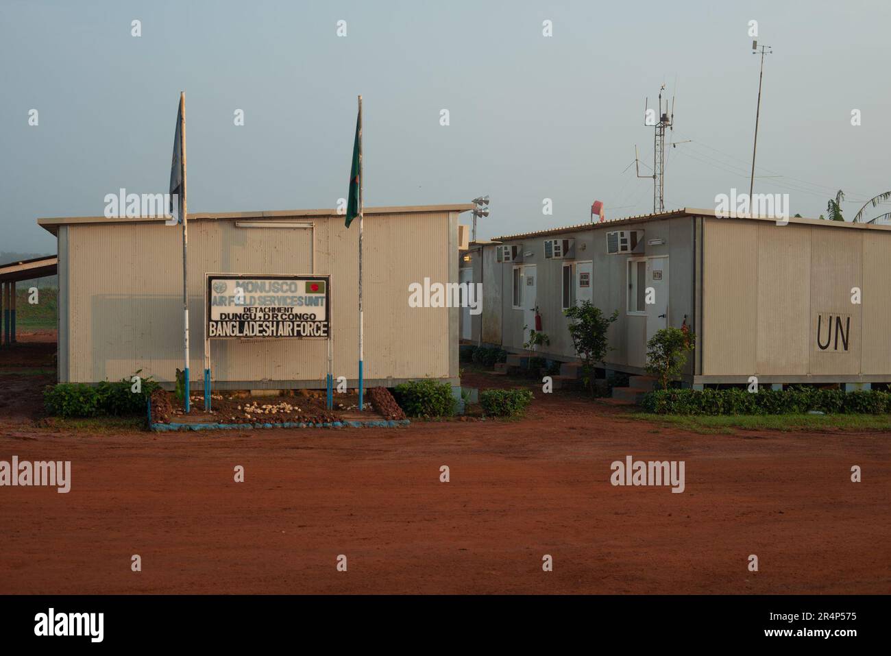 Bangladesh Air Force HQ at Dungu Airfield, part of the MONUSCO UN peacekeeping force, DR Congo Stock Photo