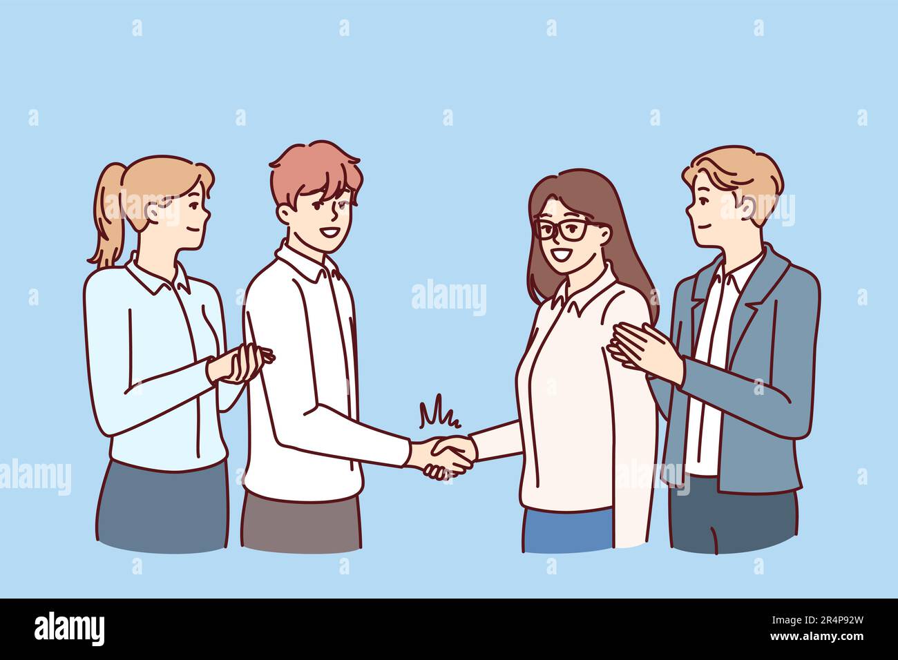 Vector cartoon stick figure drawing conceptual illustration of group of  three happy men or businessmen celebrating success, applauding and clapping  Stock Vector Image & Art - Alamy