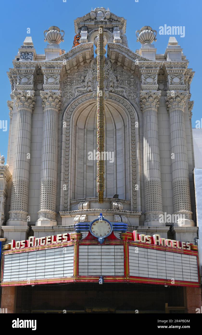 LOS ANGELES, CALIFORNIA - 17 MAY 2023: Los Angeles Theatre on Broadway in Downtown Los Angeles. Stock Photo