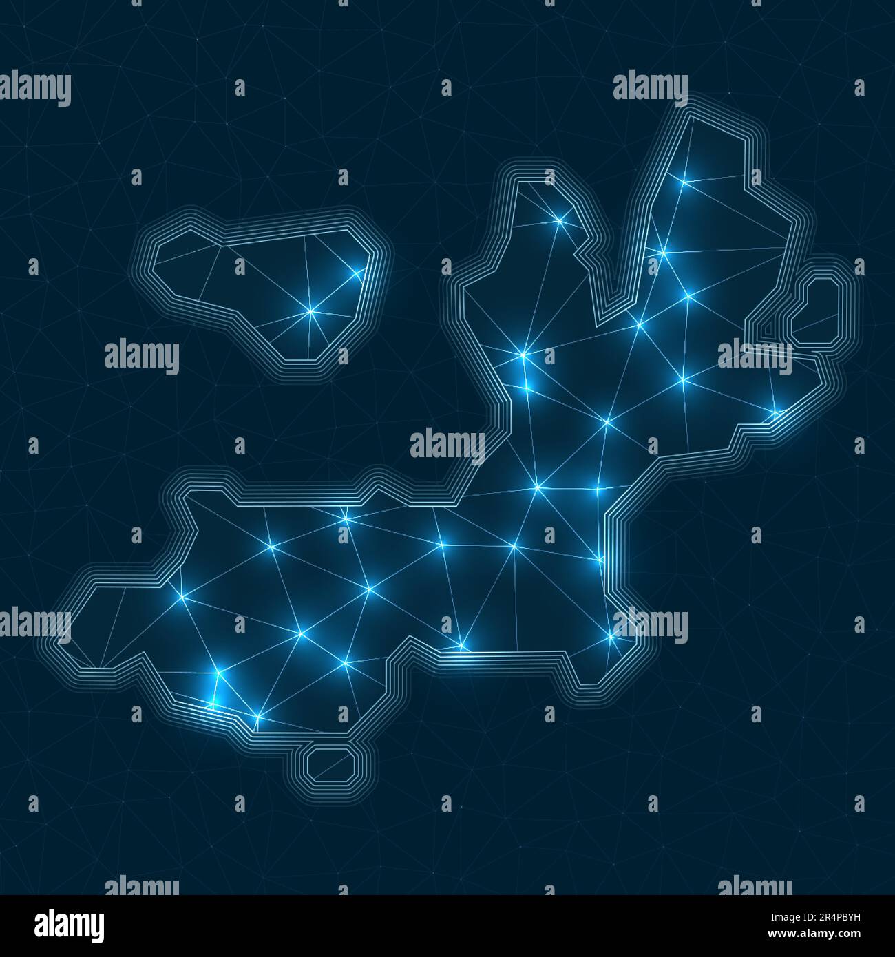 TerredeHaut Island network map. Abstract geometric map of the island