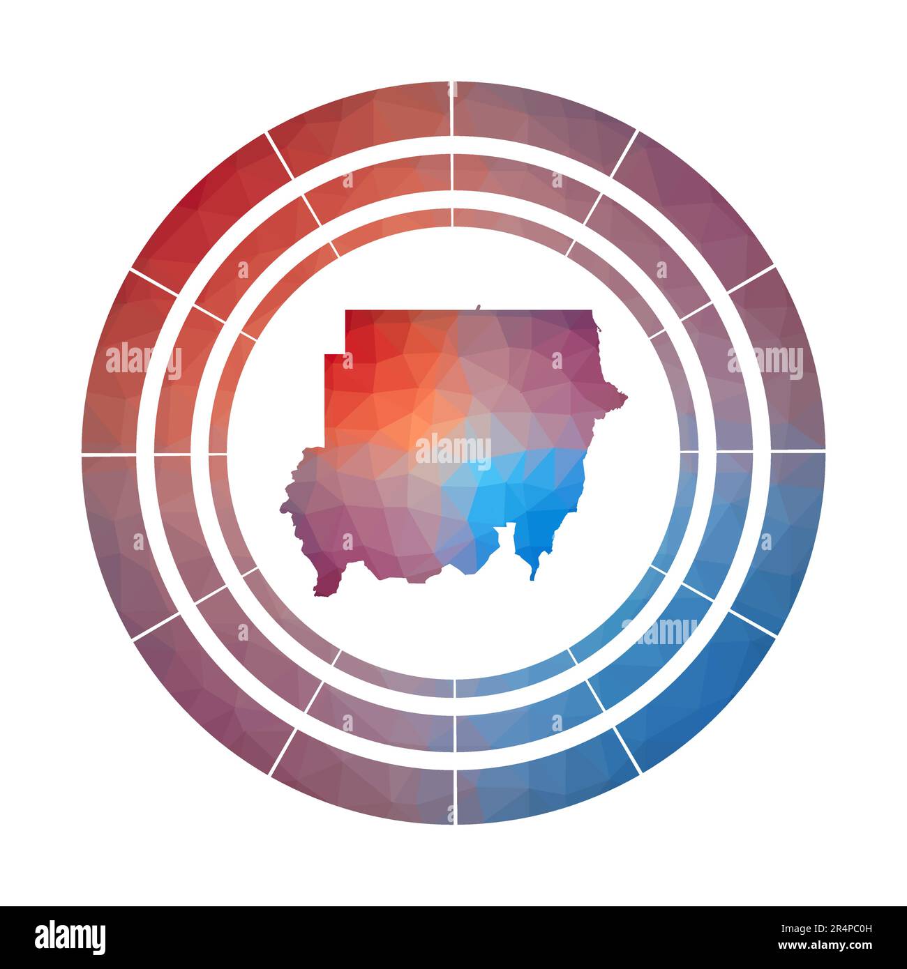 Sudan badge. Bright gradient logo of country in low poly style ...