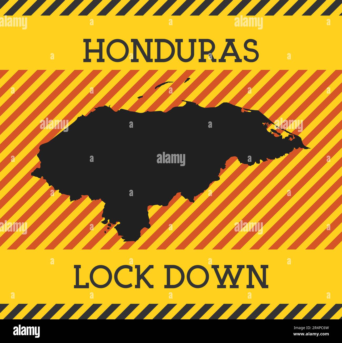 Honduras Lock Down Sign. Yellow country pandemic danger icon. Vector ...
