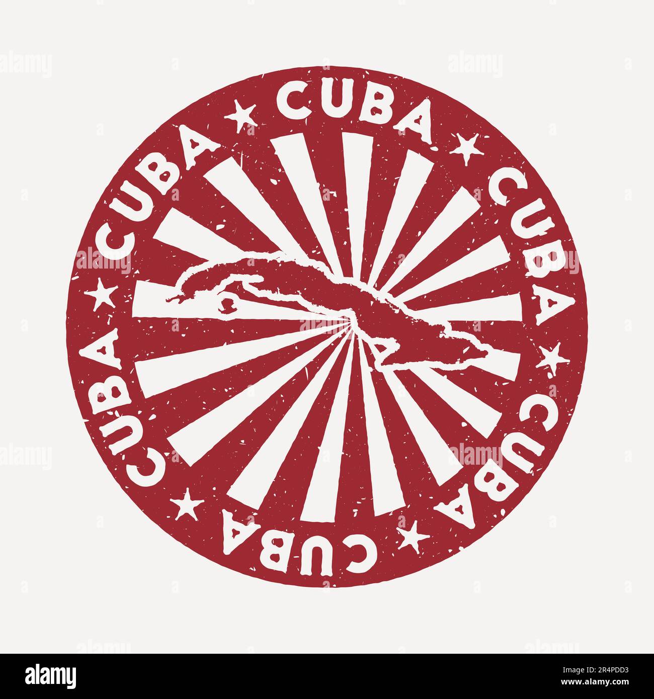 Cuba stamp. Travel red rubber stamp with the map of country, vector illustration. Can be used as insignia, logotype, label, sticker or badge of the Cu Stock Vector