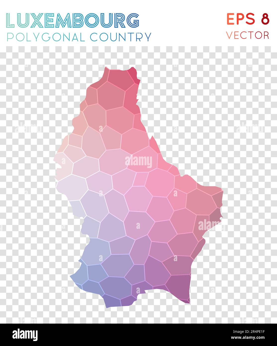 Luxembourg polygonal map, mosaic style country. Quaint low poly style, modern design. Luxembourg polygonal map for infographics or presentation. Stock Vector