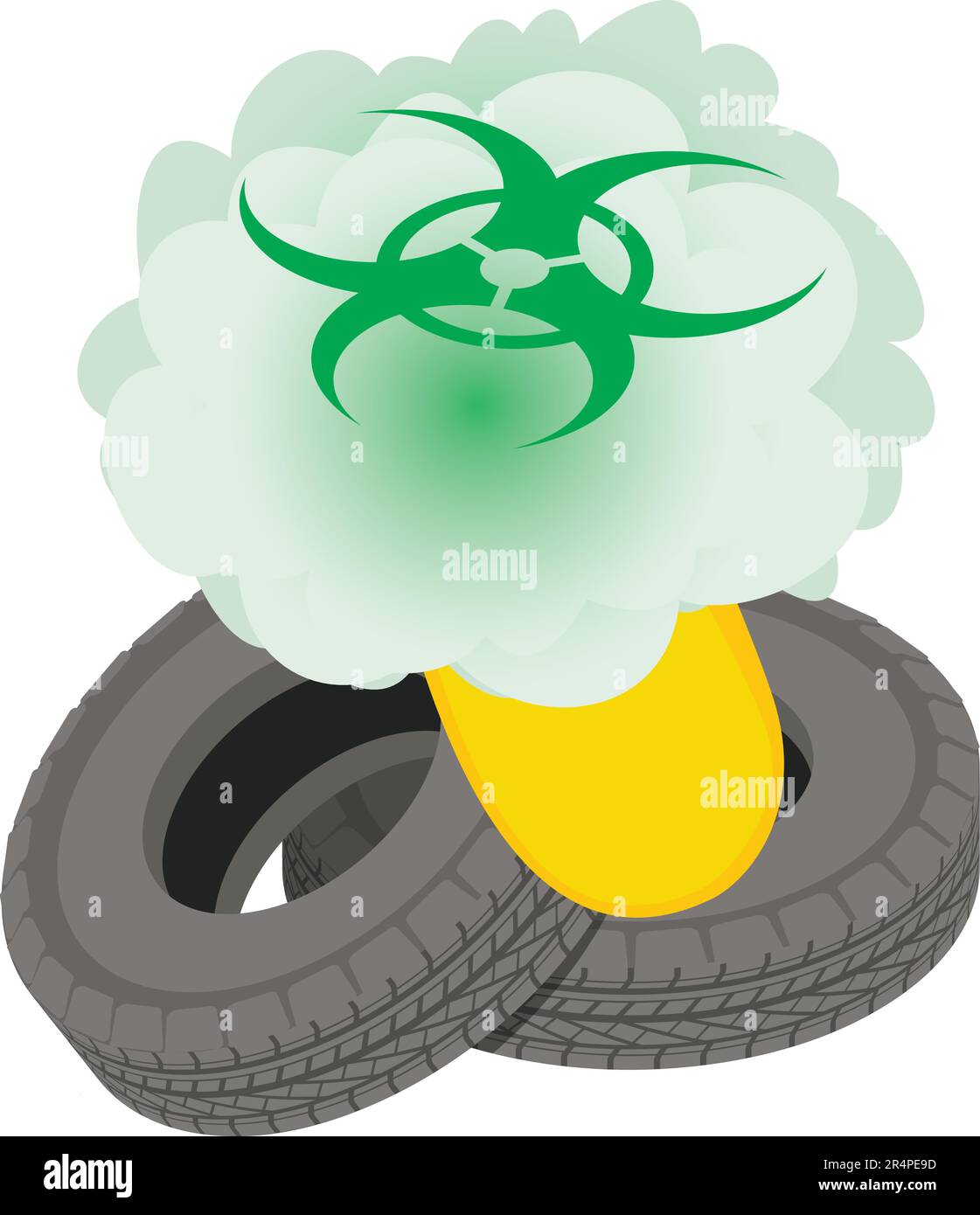Biological pollution icon isometric vector. Old worn car tire and ...