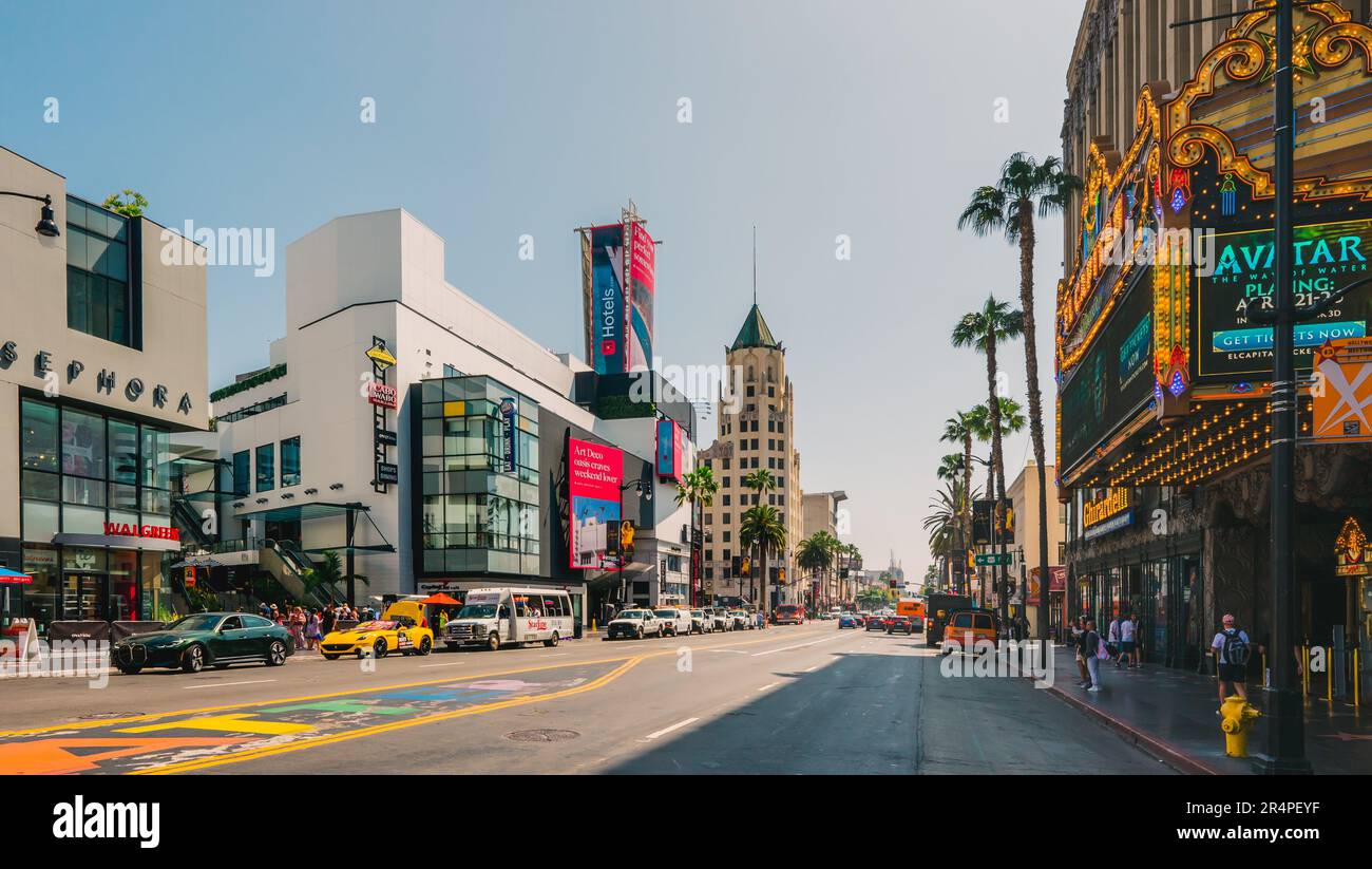 Hollywood, California, USA - April 26, 2023. Crowded Hollywood ...