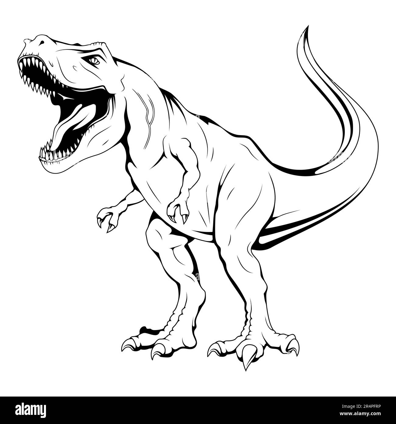 Dinosaur Rex. Vector illustration of a sketch roaring tyrannosaurus. Mesozoic era carnivorous dinosaur Stock Vector