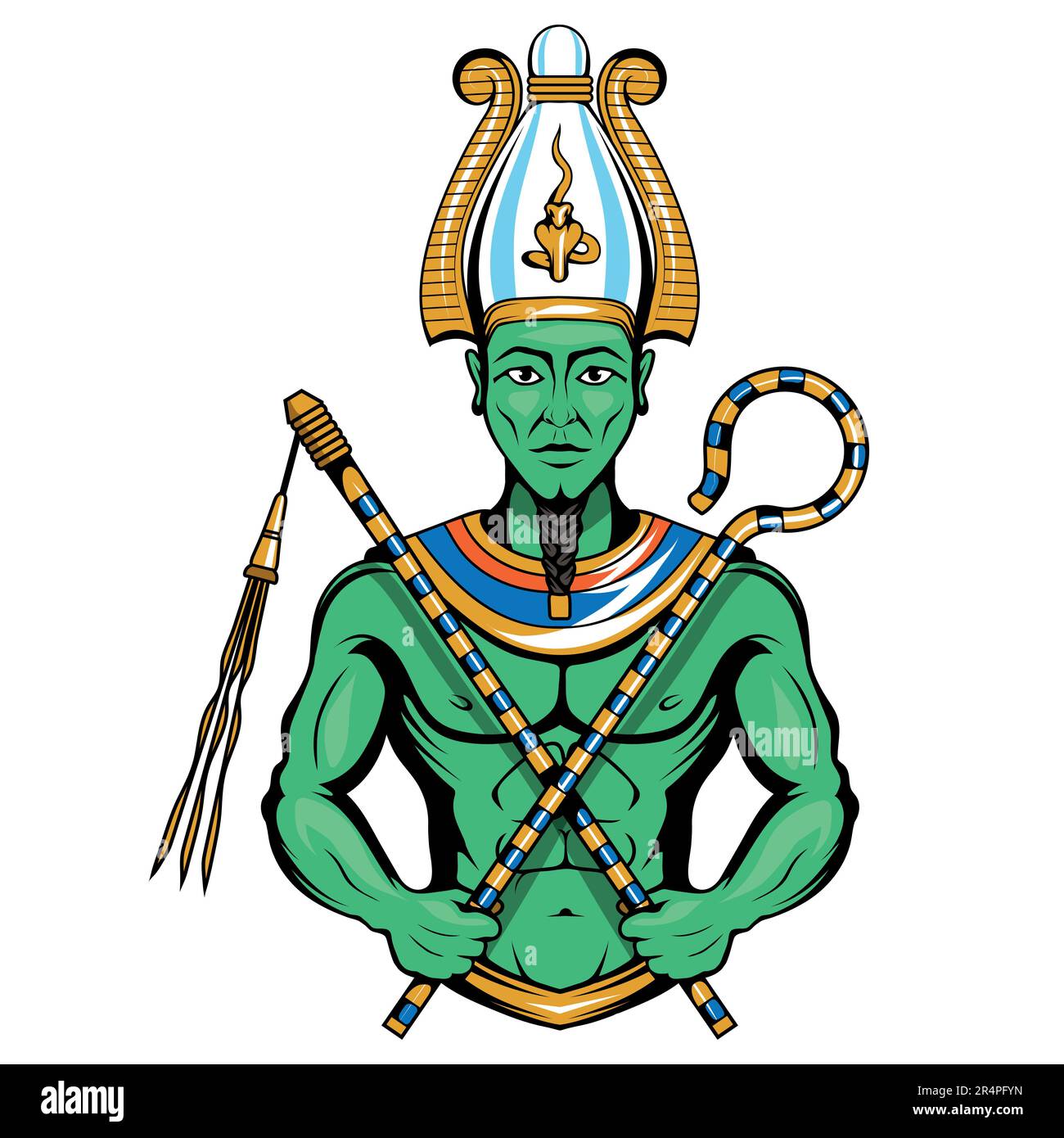 Osiris Vector Illustration Of A Ancient Egyptian God Lord Of The Dead And Reborn With Green