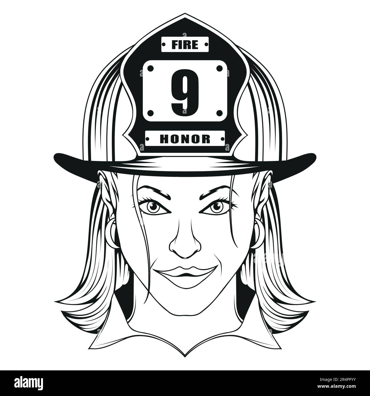 Cartoon firefighter woman smiling Cut Out Stock Images & Pictures Alamy
