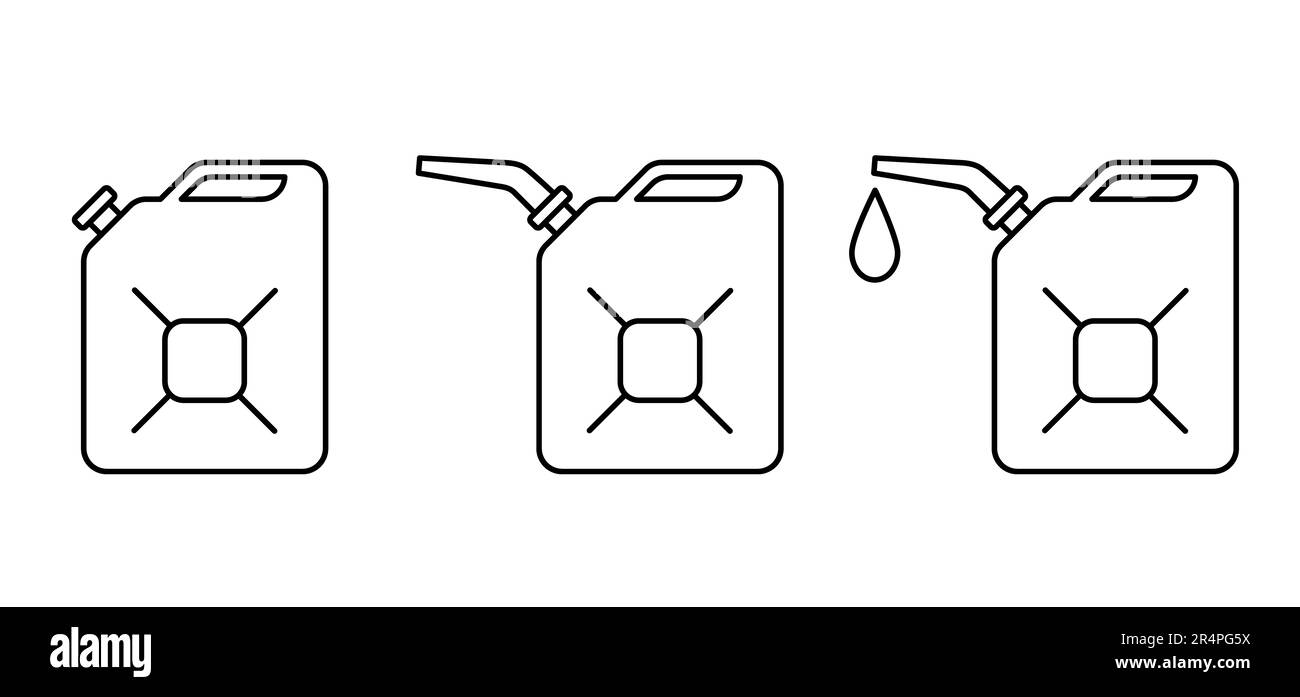 Cartoon drawing gasoline, jerrycan with handle. Plastic or metal bottle