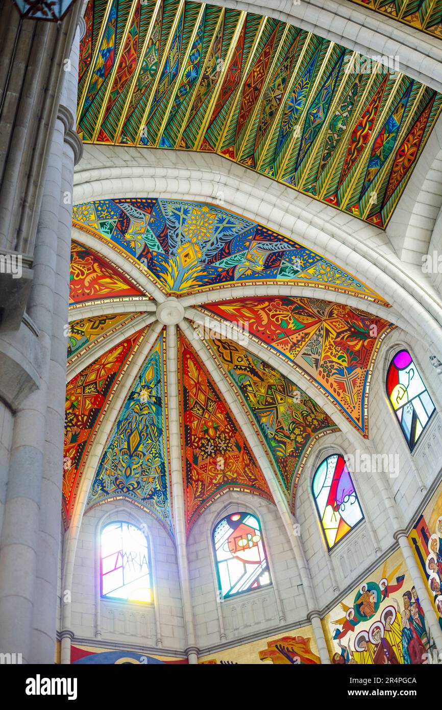 Spain, Madrid, Almundena Cathedral, Santa Maria la Real de la Almudena, interior  view of the ceilings. Stock Photo