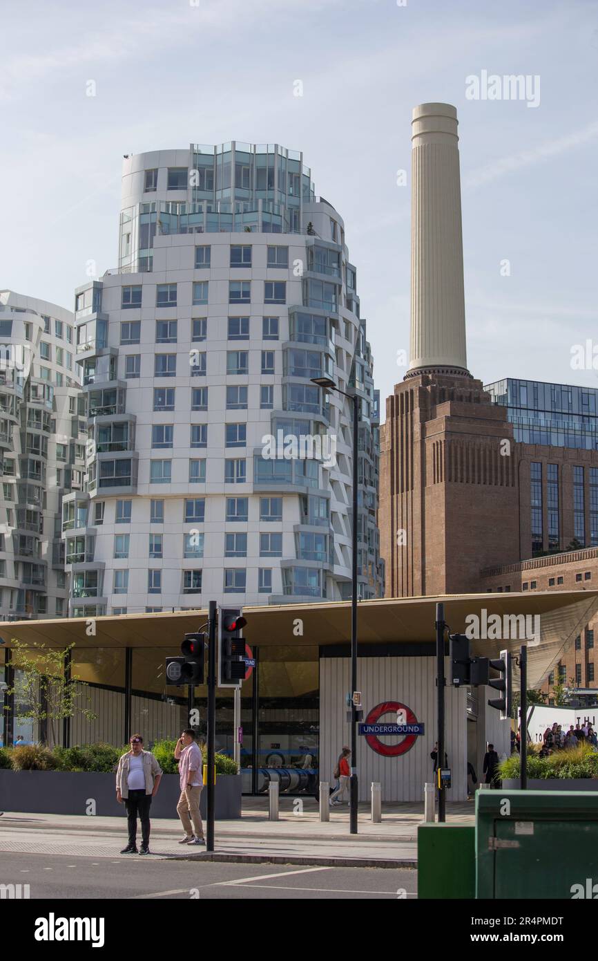 Battersea Power Station Under Ground Tube Station Towers and new build