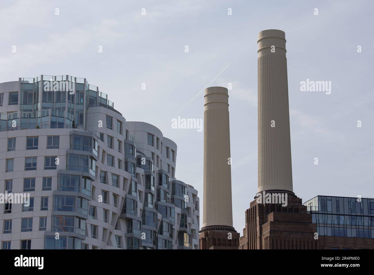 Battersea Power Station Towers and new build flats London Stock Photo