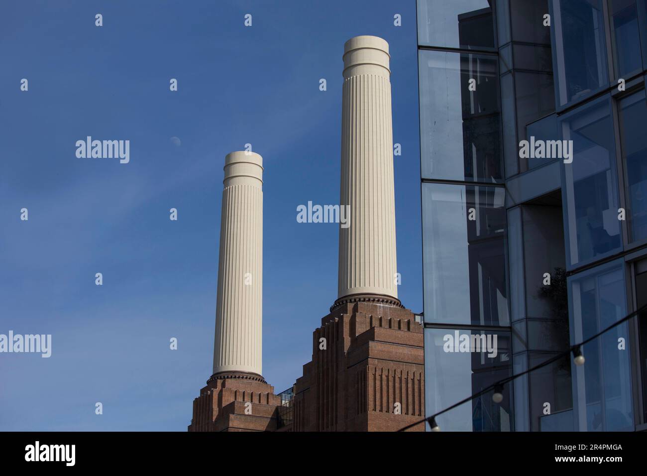 Battersea Power Station Towers and new build flats London Stock Photo