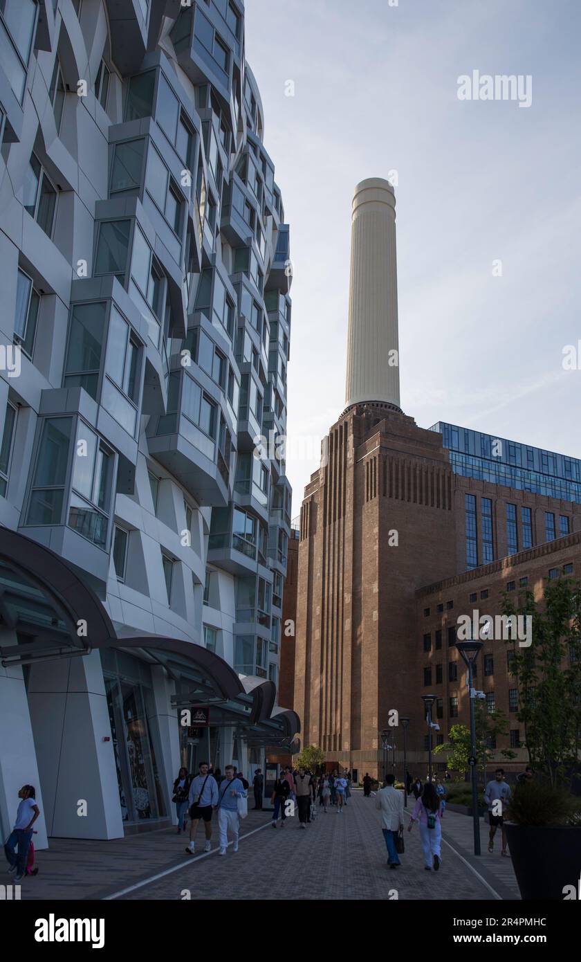 Battersea Power Station Towers and new build flats London Stock Photo