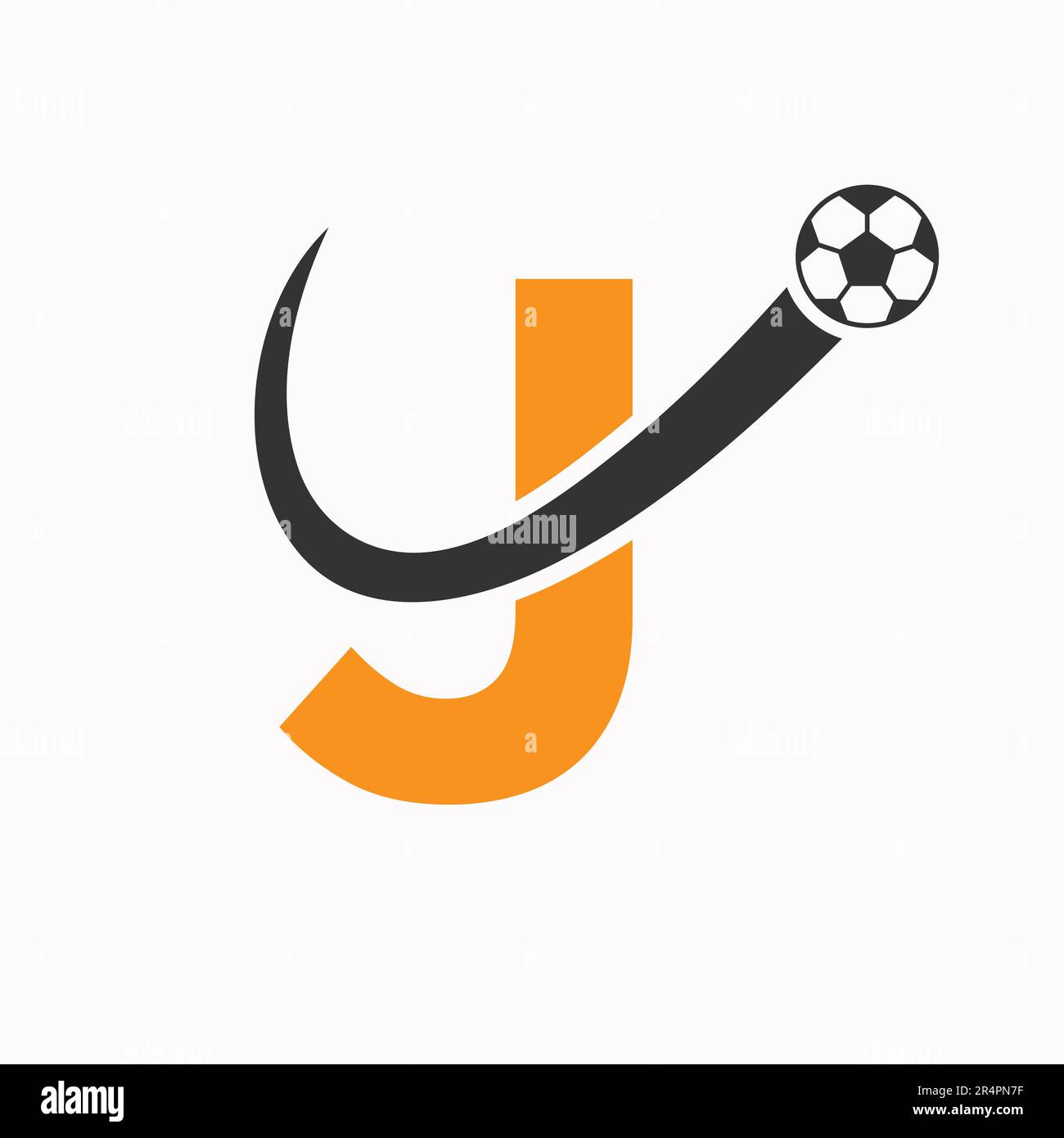 Letter J Soccer Logo. Football Logo Concept With Moving Football Icon