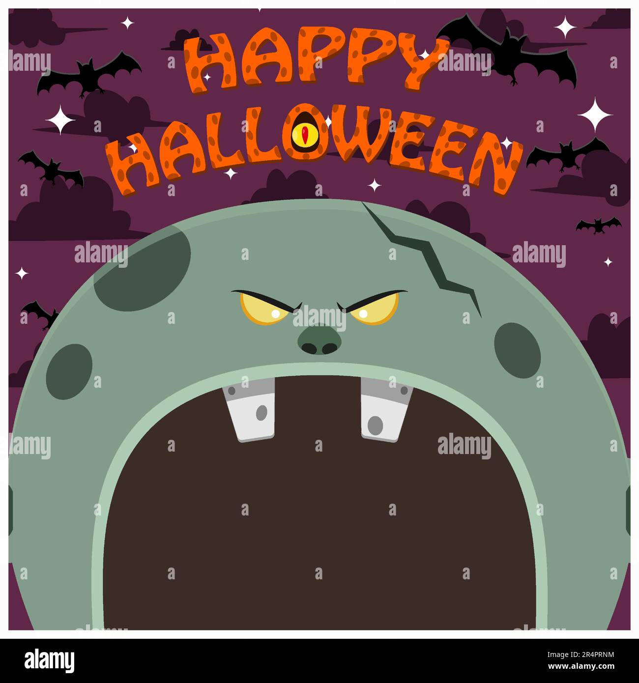 Halloween Character Design. With Grey Zombie Character. Big Face and