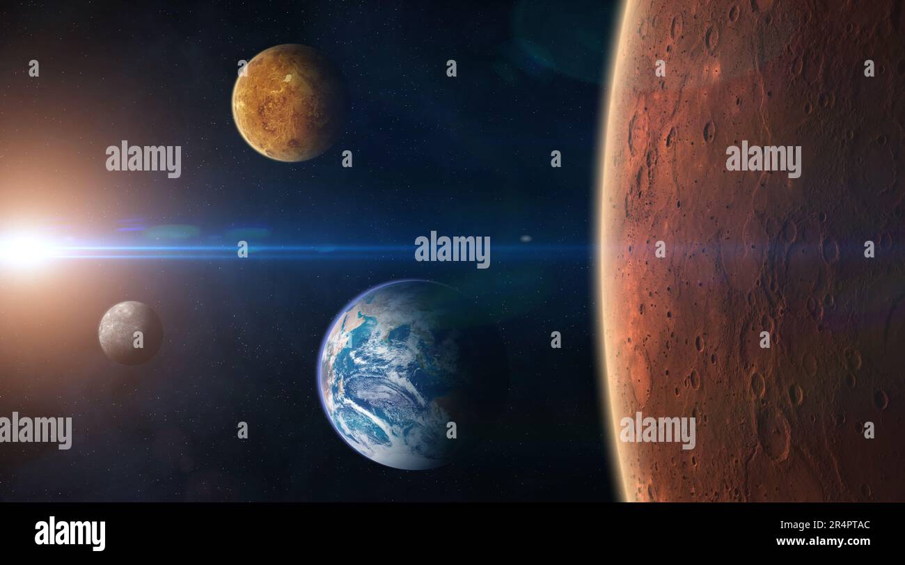 View of the planet Mars from space. Solar system planets: Mars, Earth ...