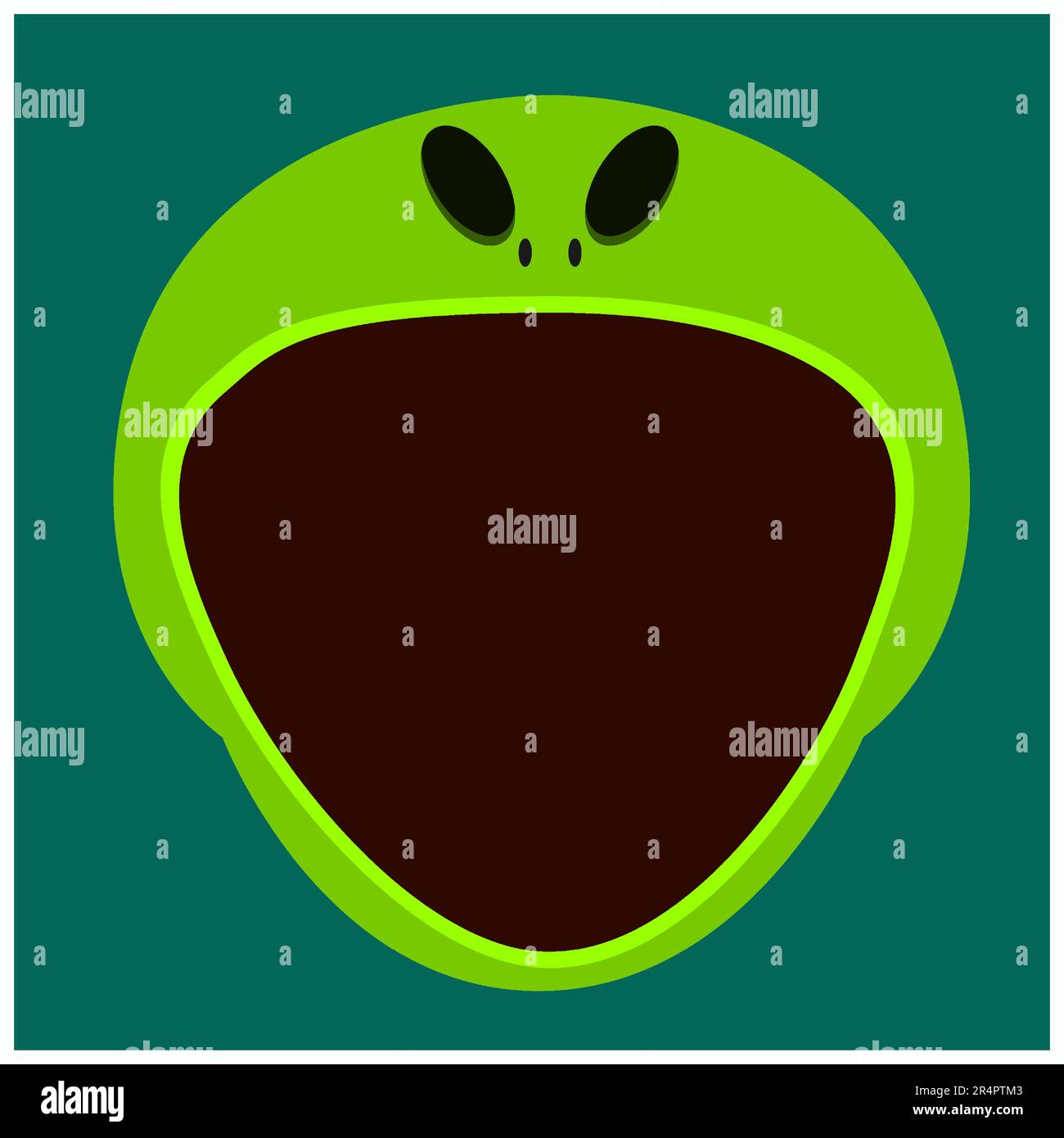 Halloween Character Design With Big Alien Character Head And Open Mouth Vector And 