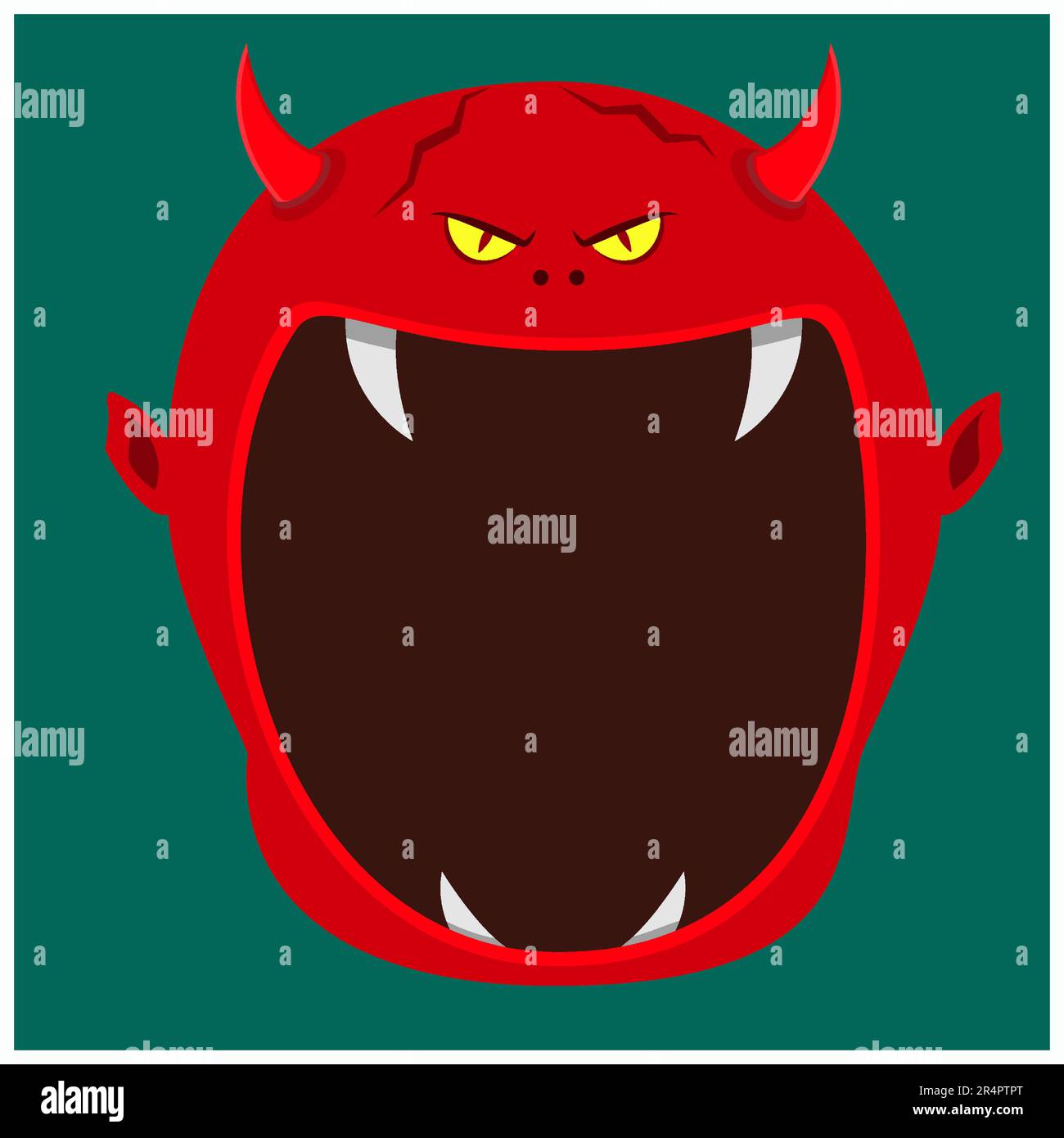 Monster face isolated vector icon, cartoon emoji of angry demon, Halloween  spooky creature emotion. Roaring devil with sharp fangs and red creepy eyes  Stock Vector Image & Art - Alamy