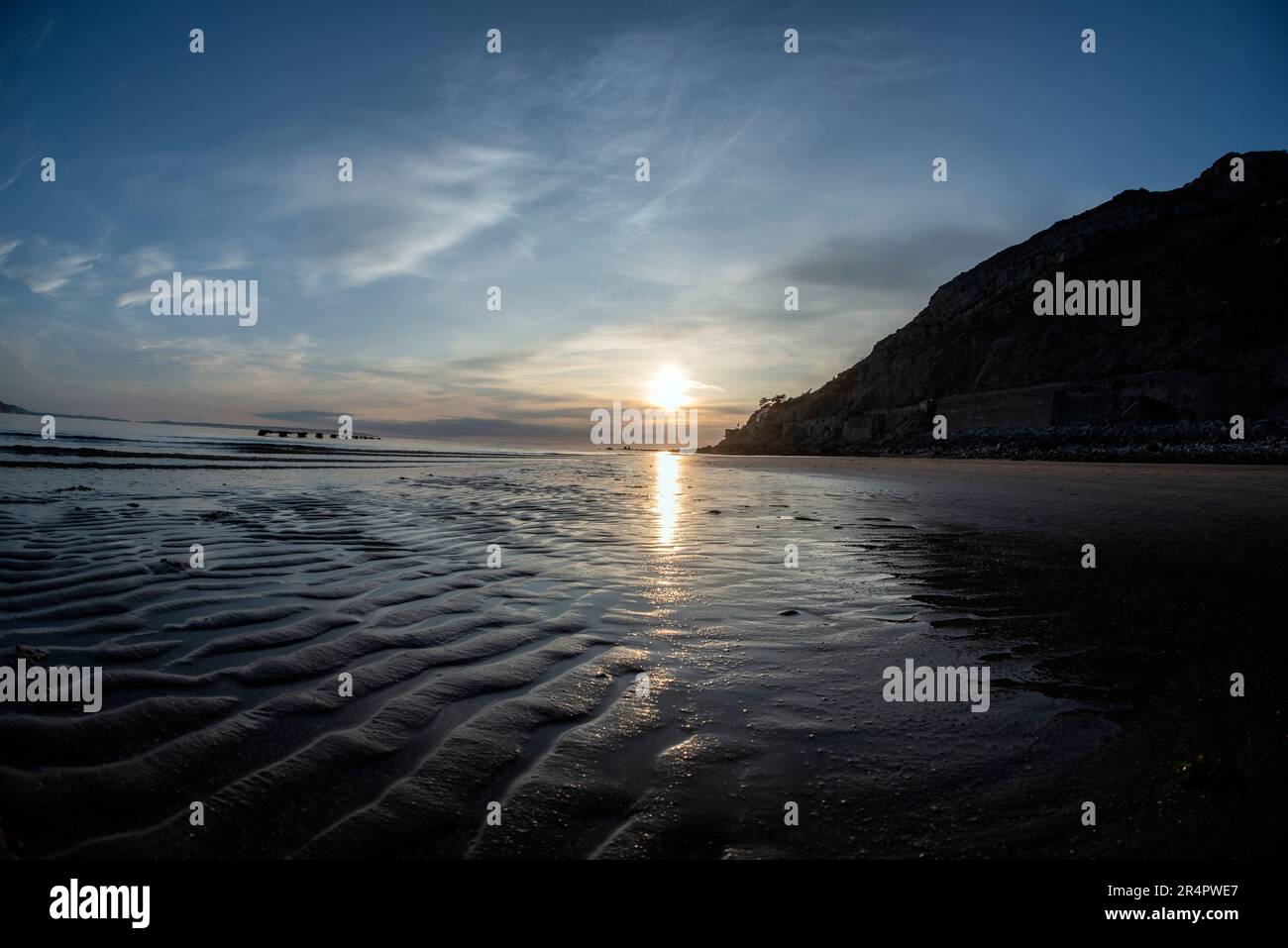 West Shore Beach, Llandudno, North Wales - Evening Sunset at this hidden gem Stock Photo