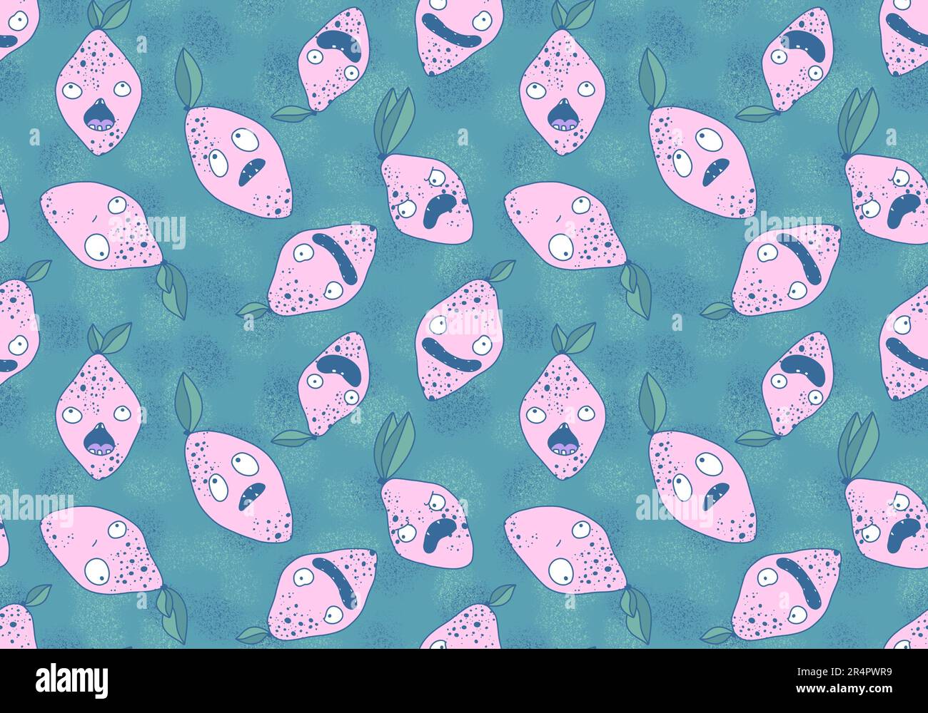 Summer cartoon fruit seamless monster lemon pattern for wrapping paper ...