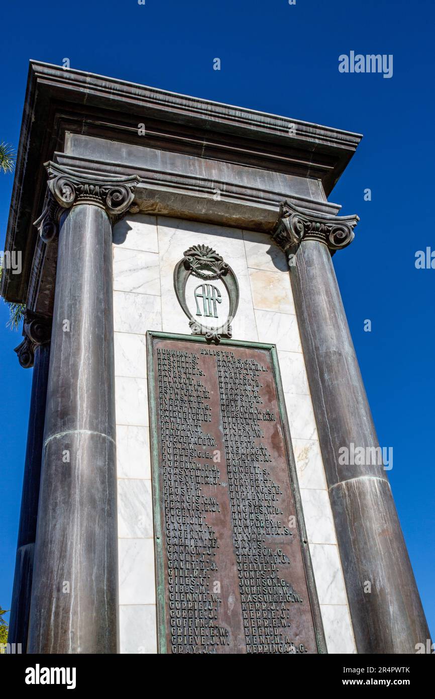 View of the war memorial built in 1921 in the rural town of Esk, Queensland, Australia Stock Photo