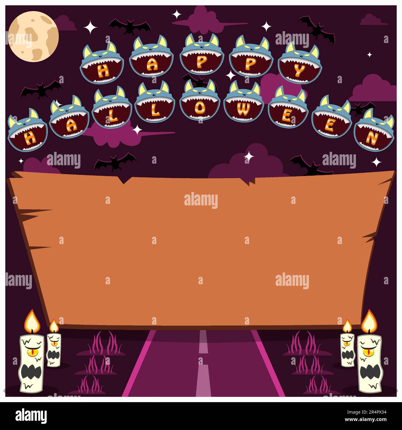 Game eyes icon wooden banner and scary night Vector Image