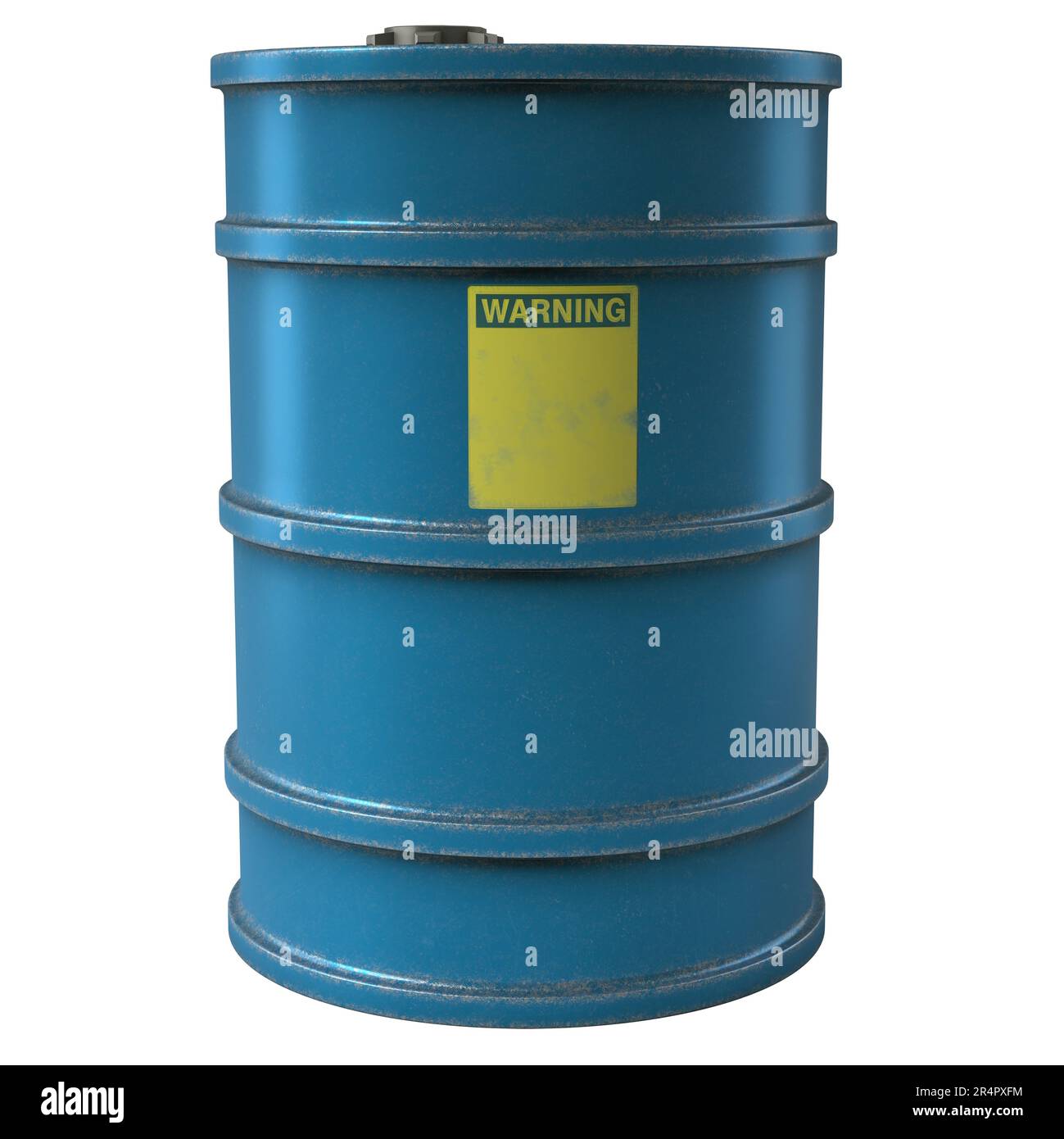Isolated blue Barrel with a warning sign. 3D Rendering Stock Photo Alamy