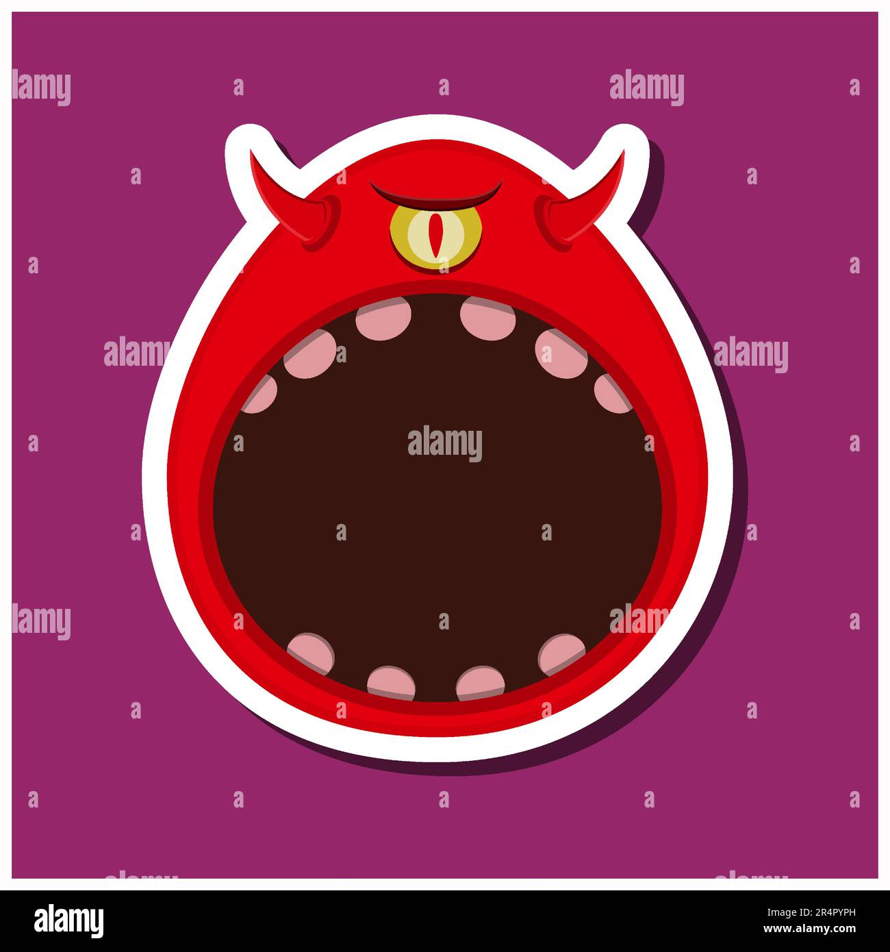 Monster stickers With Halloween One Eye Monster. Purple Background. Flat design. Halloween