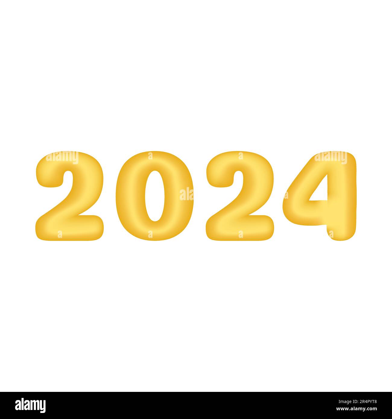 2024 3D digits vector. Golden number 2024 isolated on white background