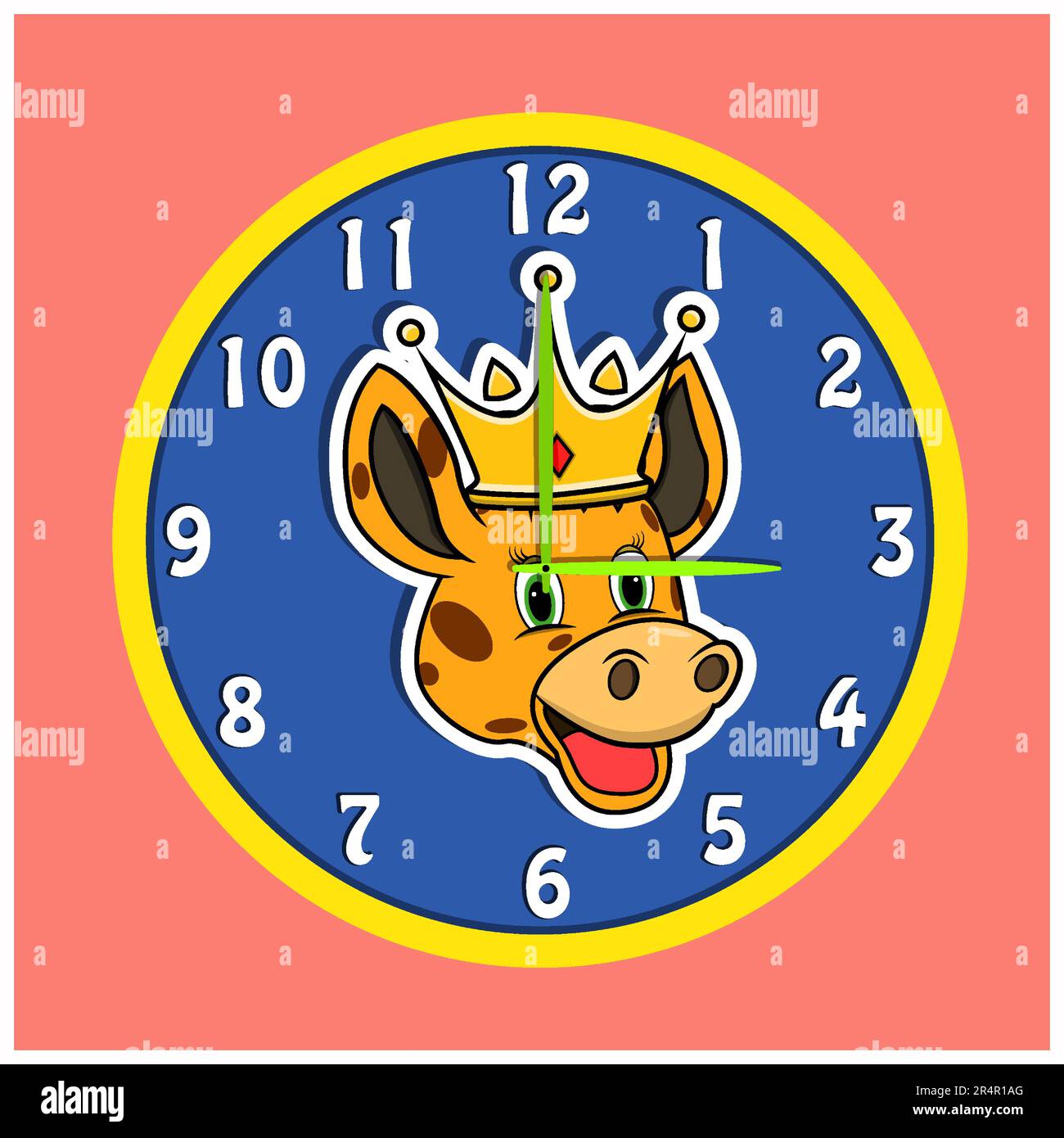 Sticker Animal Head With Crown On Clock. Giraffe Head. Perfect For