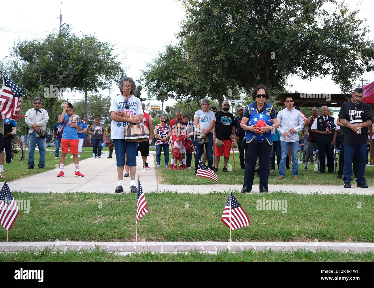 People pay tribute at Veterans Park to the fallen men and women of the