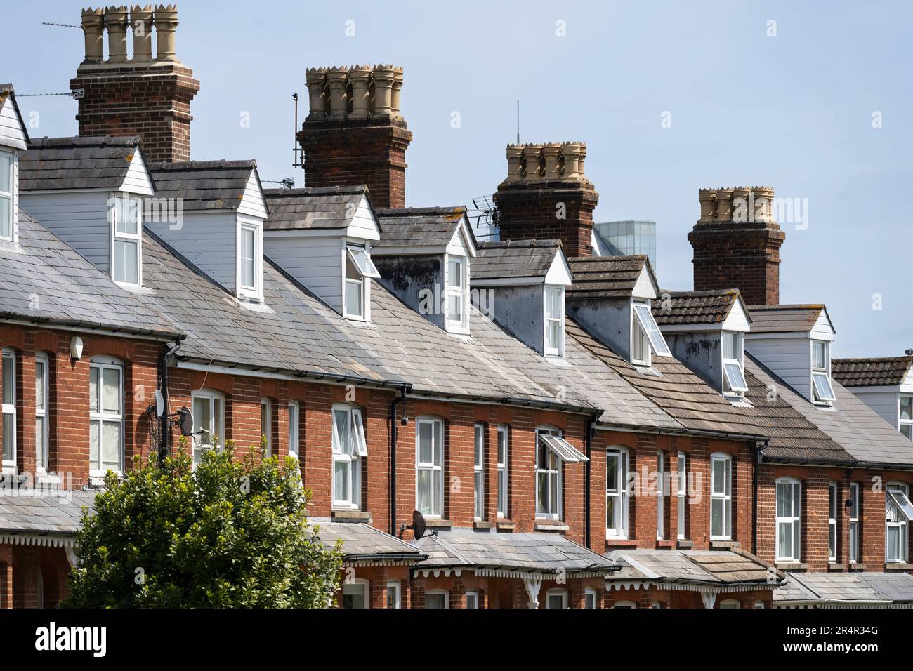 Victorian terraced housing on Worting Road, Basingstoke, UK. Concept: England housing market, mortgage deals, property prices, buy to let Stock Photo