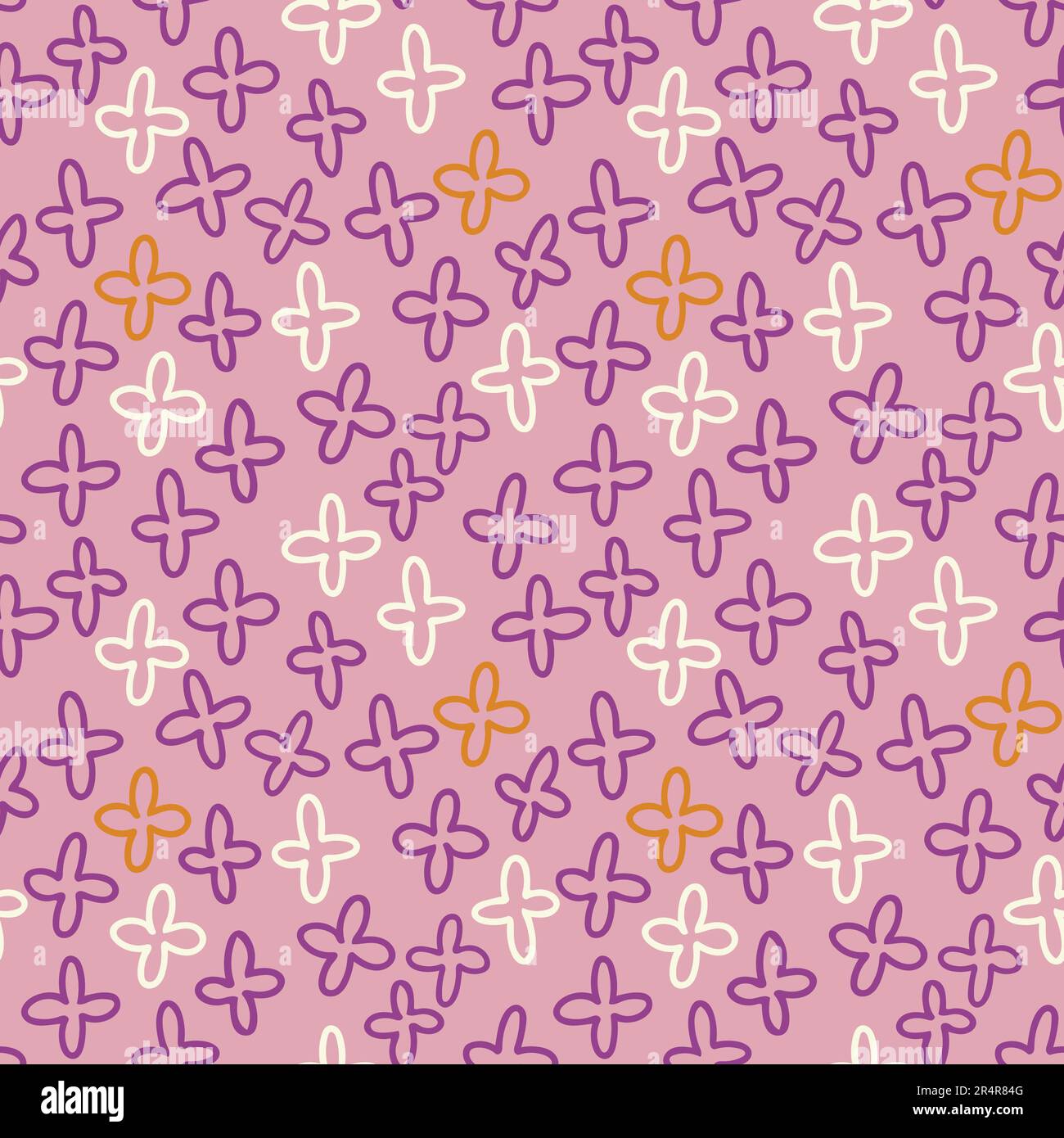 Floral Simple Abstract White Pink Seamless Pattern Stock Vector