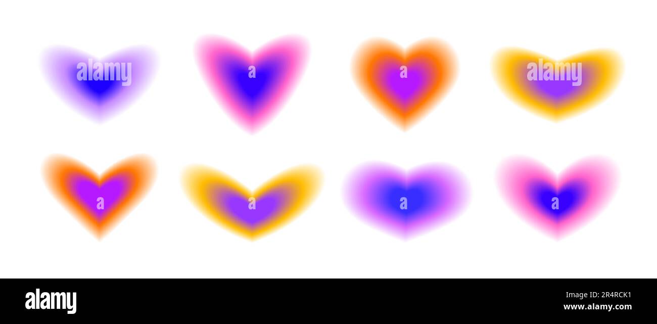 Blurred gradient shapes. Minimalist y2k aesthetic heart, retro