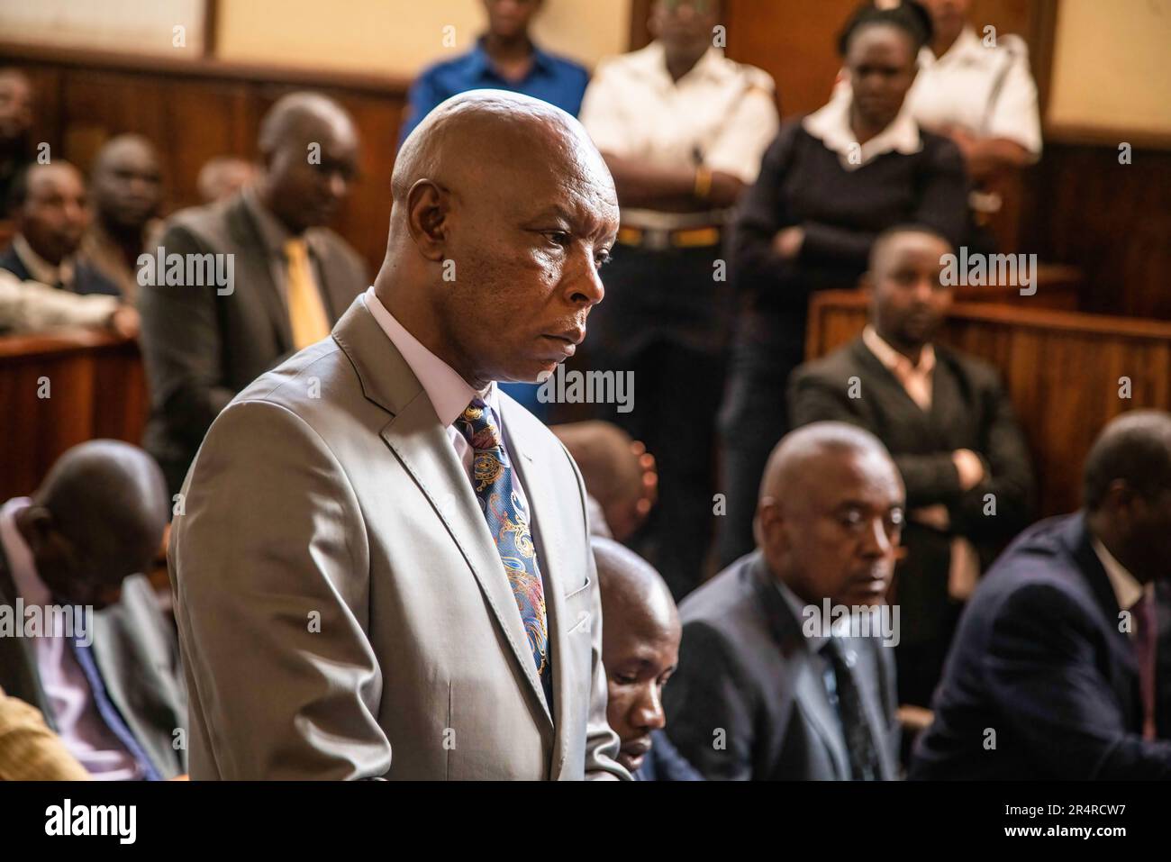 Nakuru, Kenya. 29th May, 2023. Former leader of outlawed Mungiki Sect, Maina Njenga, appears in court to take plea on charges of being a member of an organized criminal group and engaging in organized criminal activities, among other criminal charges in Nakuru. The group whose name ëíMungikiíí means a multitude in Kikuyu language was banned following alleged acts of extortion, murder and political violence. The government has warned it will launch a crackdown on the illegal group. (Photo by James Wakibia/SOPA Images/Sipa USA) Credit: Sipa USA/Alamy Live News Stock Photo