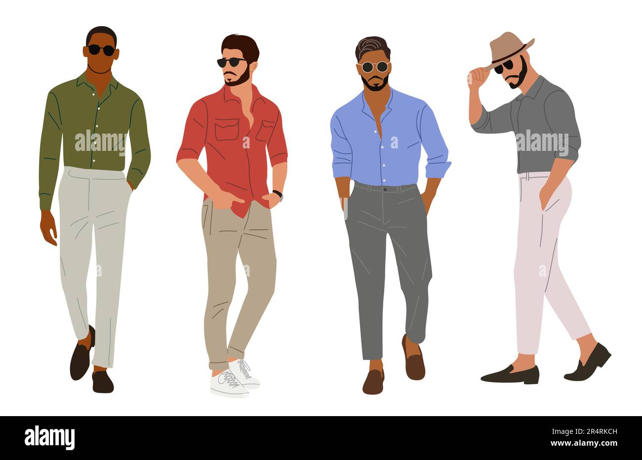 Set of stylish young men wearing street fashion Stock Vector Image & Art -  Alamy
